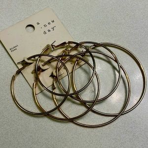 Oversized “a new day” gold hoop set of 3
